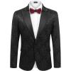 COOFANDY Mens Floral Tuxedo One Button Luxury Shiny Blazer Dinner Party Prom Wedding Suit Jacket(Pattern 3-black)