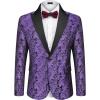 COOFANDY Mens Floral Tuxedo One Button Luxury Shiny Blazer Dinner Party Prom Wedding Suit Jacket(Purple Paisley)
