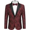 COOFANDY Mens Floral Tuxedo One Button Luxury Shiny Blazer Dinner Party Prom Wedding Suit Jacket(Red Floral)