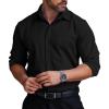 COOFANDY Men’s Formal Dress Shirt Hidden Button Front Wrinkle Free Shirt Regular Fit Stretch Business Casual Shirts(Black)