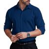 COOFANDY Men’s Formal Dress Shirt Hidden Button Front Wrinkle Free Shirt Regular Fit Stretch Business Casual Shirts(Dark Blue)