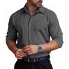 COOFANDY Men’s Formal Dress Shirt Hidden Button Front Wrinkle Free Shirt Regular Fit Stretch Business Casual Shirts(Dark Grey)