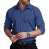 COOFANDY Men’s Formal Dress Shirt Hidden Button Front Wrinkle Free Shirt Regular Fit Stretch Business Casual Shirts(Deep Blue)