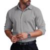 COOFANDY Men’s Formal Dress Shirt Hidden Button Front Wrinkle Free Shirt Regular Fit Stretch Business Casual Shirts(Light Grey)