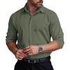 COOFANDY Men’s Formal Dress Shirt Hidden Button Front Wrinkle Free Shirt Regular Fit Stretch Business Casual Shirts(Olive Green)