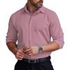 COOFANDY Men’s Formal Dress Shirt Hidden Button Front Wrinkle Free Shirt Regular Fit Stretch Business Casual Shirts(Pink)