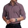 COOFANDY Men’s Formal Dress Shirt Hidden Button Front Wrinkle Free Shirt Regular Fit Stretch Business Casual Shirts(Purplish Red)
