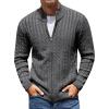 COOFANDY Men’s Full Zip Cardigan Sweater Slim Fit Cable Knitted Zip Up Sweater with Pockets(Heathered Black)