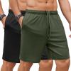 COOFANDY Men’s Gym Workout Shorts 7 Inch Stretch Athletic Shorts Lightweight Running Training Short Pants with Pockets(Black / Army Green)