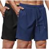 COOFANDY Men’s Gym Workout Shorts 8 Inch Quick Dry Athletic Shorts Lightweight Drawstring Running Shorts(Black / Navy Blue)