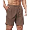 COOFANDY Men’s Gym Workout Shorts 8 Inch Quick Dry Athletic Shorts Lightweight Drawstring Running Shorts(Brown)