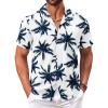 COOFANDY Mens Hawaiian Shirt Short Sleeve Button Down Shirts Tropical Floral Summer Beach Shirts(A Coconut Tree-white)