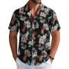 COOFANDY Mens Hawaiian Shirt Short Sleeve Button Down Shirts Tropical Floral Summer Beach Shirts(Black Flower)