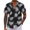 COOFANDY Mens Hawaiian Shirt Short Sleeve Button Down Shirts Tropical Floral Summer Beach Shirts(Black Palm Leaf)