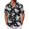 COOFANDY Mens Hawaiian Shirt Short Sleeve Button Down Shirts Tropical Floral Summer Beach Shirts(Black& White – Floral)