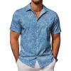 COOFANDY Mens Hawaiian Shirt Short Sleeve Button Down Shirts Tropical Floral Summer Beach Shirts(Blue)