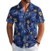 COOFANDY Mens Hawaiian Shirt Short Sleeve Button Down Shirts Tropical Floral Summer Beach Shirts(Blue Leaves)