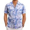 COOFANDY Mens Hawaiian Shirt Short Sleeve Button Down Shirts Tropical Floral Summer Beach Shirts(Blue Tropical Leaf-white)