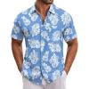COOFANDY Mens Hawaiian Shirt Short Sleeve Button Down Shirts Tropical Floral Summer Beach Shirts(Blue-white Flowers)