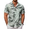 COOFANDY Mens Hawaiian Shirt Short Sleeve Button Down Shirts Tropical Floral Summer Beach Shirts(Celadon Green- Palm Tree)
