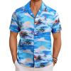 COOFANDY Mens Hawaiian Shirt Short Sleeve Button Down Shirts Tropical Floral Summer Beach Shirts(Coconut Tree-blue)