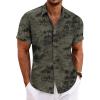 COOFANDY Mens Hawaiian Shirt Short Sleeve Button Down Shirts Tropical Floral Summer Beach Shirts(Dark Green Print)