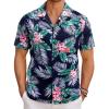 COOFANDY Mens Hawaiian Shirt Short Sleeve Button Down Shirts Tropical Floral Summer Beach Shirts(Flower Leaves-black)
