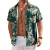 COOFANDY Mens Hawaiian Shirt Short Sleeve Button Down Shirts Tropical Floral Summer Beach Shirts(Green & White – Palm Tree)