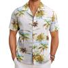 COOFANDY Mens Hawaiian Shirt Short Sleeve Button Down Shirts Tropical Floral Summer Beach Shirts(Green Coconut Tree-white)