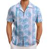 COOFANDY Mens Hawaiian Shirt Short Sleeve Button Down Shirts Tropical Floral Summer Beach Shirts(Green Leaves-white)