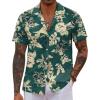COOFANDY Mens Hawaiian Shirt Short Sleeve Button Down Shirts Tropical Floral Summer Beach Shirts(Green Palm Tree)
