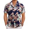 COOFANDY Mens Hawaiian Shirt Short Sleeve Button Down Shirts Tropical Floral Summer Beach Shirts(Hawaiian Plants-navy Blazer)