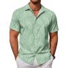 COOFANDY Mens Hawaiian Shirt Short Sleeve Button Down Shirts Tropical Floral Summer Beach Shirts(Light Green)