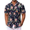 COOFANDY Mens Hawaiian Shirt Short Sleeve Button Down Shirts Tropical Floral Summer Beach Shirts(Navy – Pink Floral)