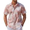 COOFANDY Mens Hawaiian Shirt Short Sleeve Button Down Shirts Tropical Floral Summer Beach Shirts(Pink / White Floral)
