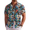 COOFANDY Men’s Hawaiian Shirt Short Sleeve Floral Button Down Shirts Tropical Holiday Beach Shirts(Black – Colorful Flower)