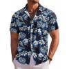 COOFANDY Men’s Hawaiian Shirt Short Sleeve Floral Button Down Shirts Tropical Holiday Beach Shirts(Blue – Flower 2)