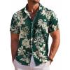 COOFANDY Men’s Hawaiian Shirt Short Sleeve Floral Button Down Shirts Tropical Holiday Beach Shirts(Green – Palm Tree)