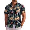 COOFANDY Men’s Hawaiian Shirt Short Sleeve Floral Button Down Shirts Tropical Holiday Beach Shirts(Navy – Flower 2)