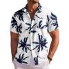 COOFANDY Men’s Hawaiian Shirt Short Sleeve Floral Button Down Shirts Tropical Holiday Beach Shirts(Navy Palm Leaf Print)