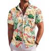 COOFANDY Men’s Hawaiian Shirt Short Sleeve Floral Button Down Shirts Tropical Holiday Beach Shirts(White – Flower)