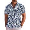 COOFANDY Men’s Hawaiian Shirt Short Sleeve Floral Button Down Shirts Tropical Holiday Beach Shirts(White – Palm Leaf)