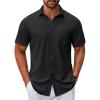 COOFANDY Mens Hawaiian Shirt for Men Short Sleeve Casual Dress Shirts Black