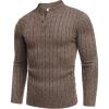 COOFANDY Men’s Henley Knit Sweater Long Sleeve Mid-Weight Soft Pullover Shirt with Chest Pocket(Brown and White)