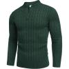 COOFANDY Men’s Henley Knit Sweater Long Sleeve Mid-Weight Soft Pullover Shirt with Chest Pocket(Lake Green)