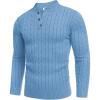 COOFANDY Men’s Henley Knit Sweater Long Sleeve Mid-Weight Soft Pullover Shirt with Chest Pocket(Light Blue)