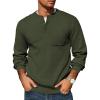 COOFANDY Men’s Henley Knit Sweater Long Sleeve Mid-Weight Soft Pullover Shirt with Chest Pocket(Olive Green)
