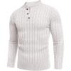 COOFANDY Men’s Henley Knit Sweater Long Sleeve Mid-Weight Soft Pullover Shirt with Chest Pocket(White)