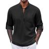COOFANDY Men’s Henley Shirt Long Sleeve Lightweight Casual T-Shirt Summer Beach Hippie Tee Shirt(Black)