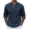 COOFANDY Men’s Henley Shirt Long Sleeve Lightweight Casual T-Shirt Summer Beach Hippie Tee Shirt(Navy Blue)